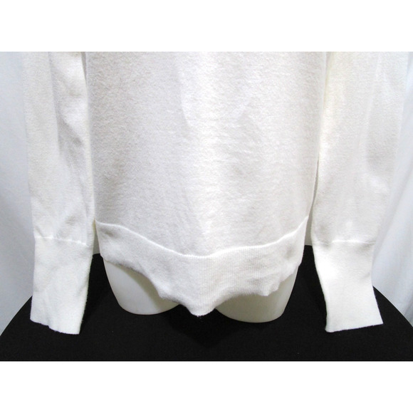 Banana Republic White Collared Long Sleeve 1/2 Button Sweater Women Sz S - Picture 3 of 7